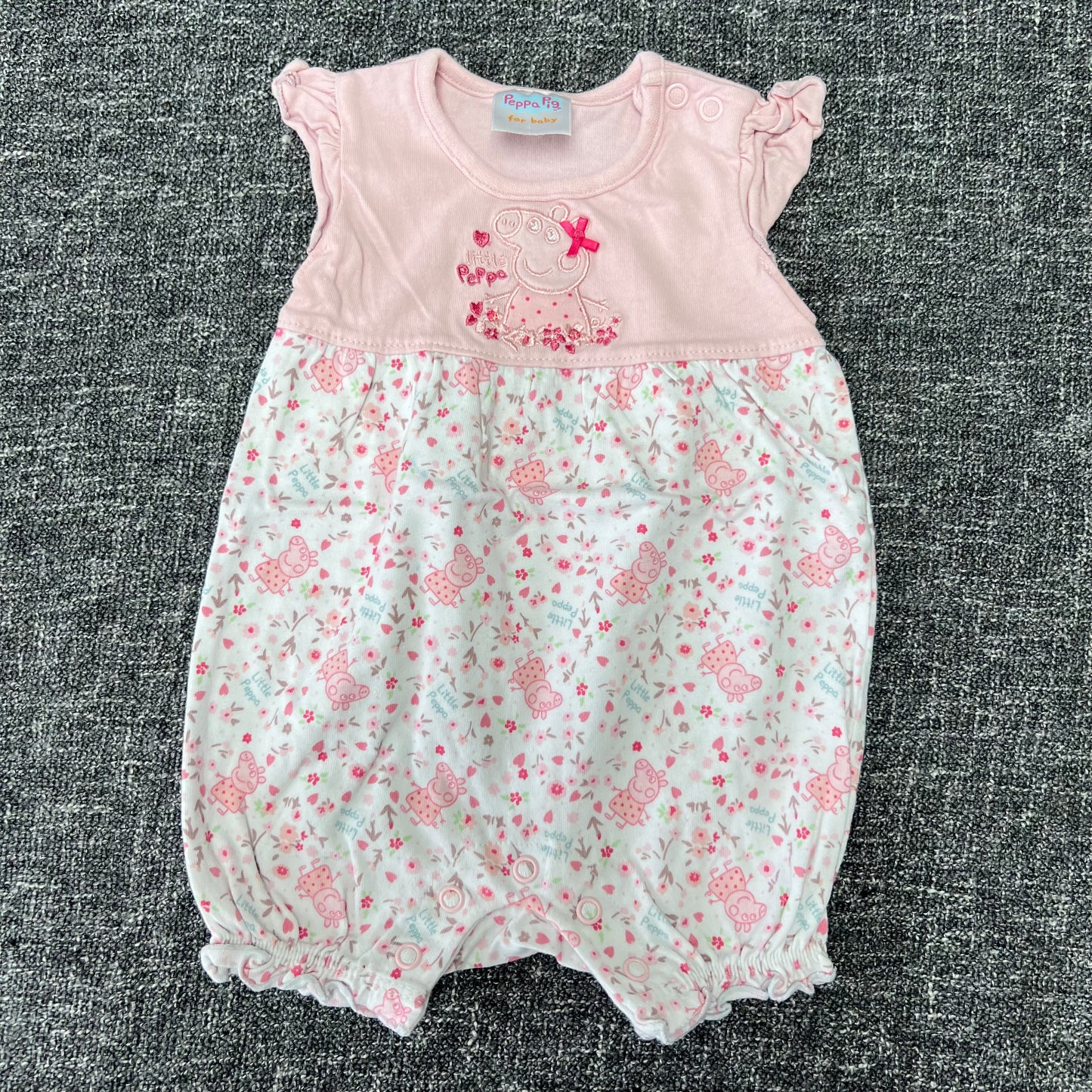 Girls 3-6 Month Pink & White 'Peppa Pig' " Little Peppa" Summer Romper