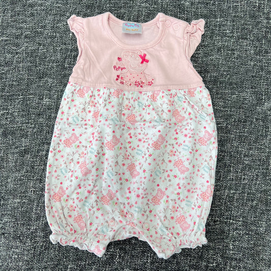 Girls 3-6 Month Pink & White 'Peppa Pig' " Little Peppa" Summer Romper