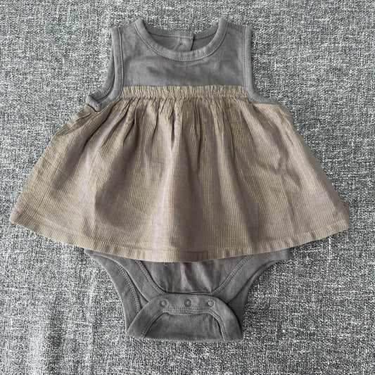 Girls 3-6 Month Grey & Gold Sleeveless Bodysuit Dress