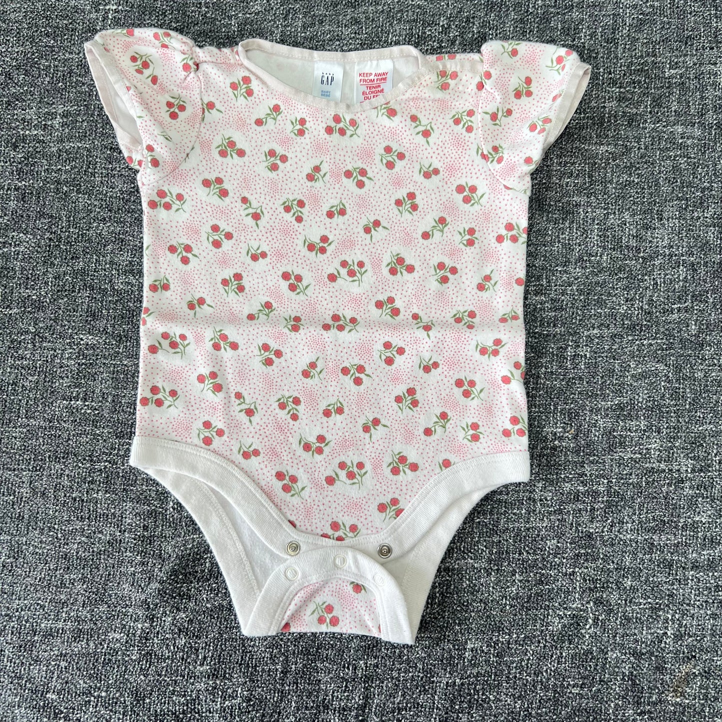 Girls 3-6 Month Pink Floral Short Sleeved Bodysuit