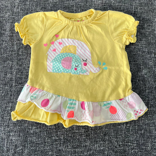 Girls 3-6 Month Yellow Elephant T0shirt