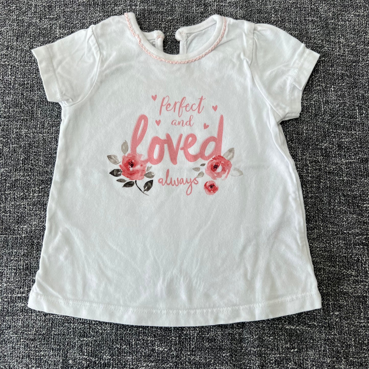 Girls 3-6 Month White " Perfect And Loved Always" T-shirt