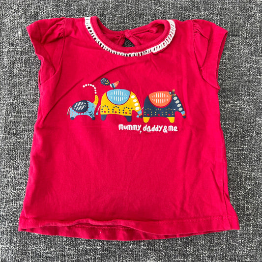 Girls 3-6 Month Red "Mummy, Daddy& Me" Elephant T-shirt