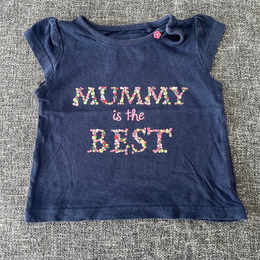 Girls 3-6 Month Blue Floral "Mummy Is The Best" T-shirt