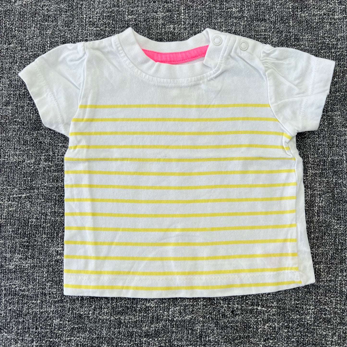 Girls 3-6 Month White With Yellow Stripes T-shirt