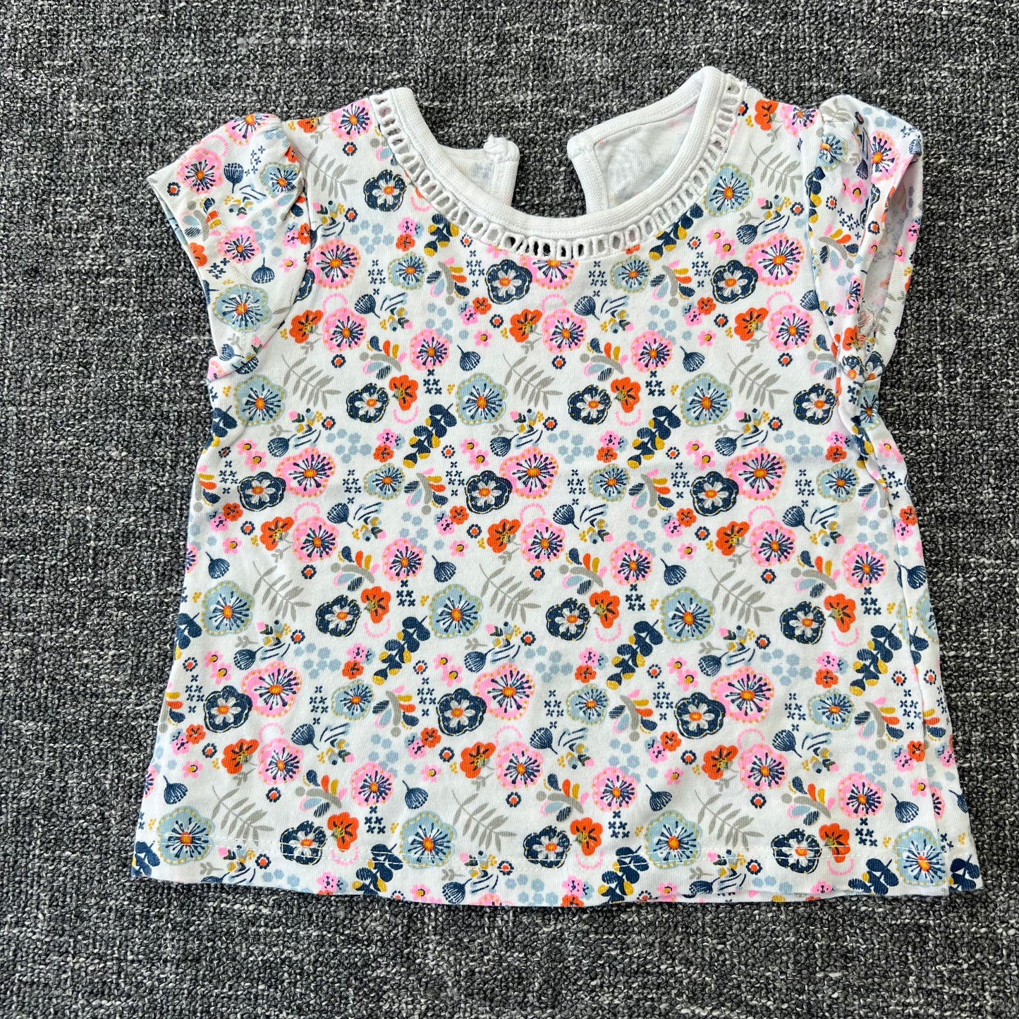 Girls 3-6 Month White Floral Print T-shirt