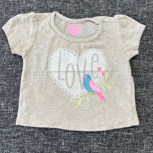 Girls 3-6 Month Beige "Love" T-shirt