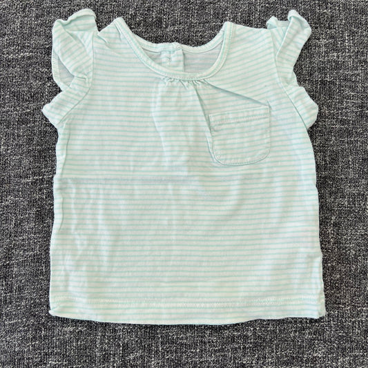 Girls 3-6 Month White & Green Striped T-shirt