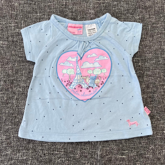 Girls 3-6 Month Blue Spot "Peter Alexander" T-shirt