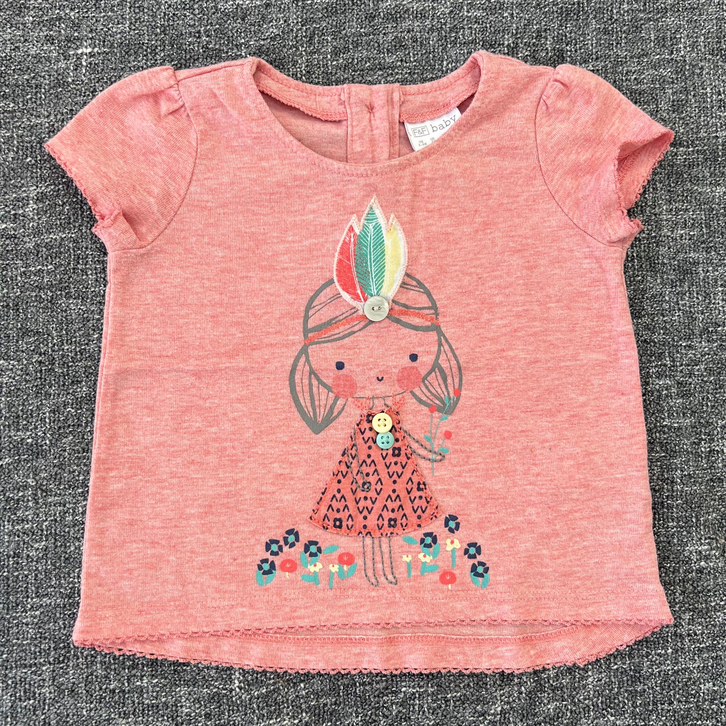 Girls 3-6 Month Peach 'little girl' T-shirt