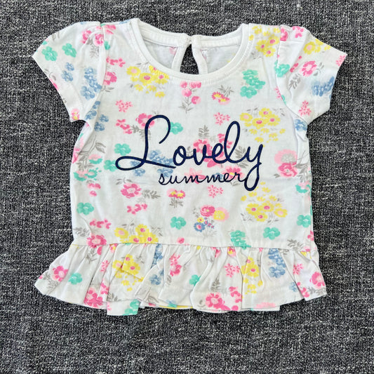 Girls 3-6 Month White Floral Print T-shirt "Lovely Summer"