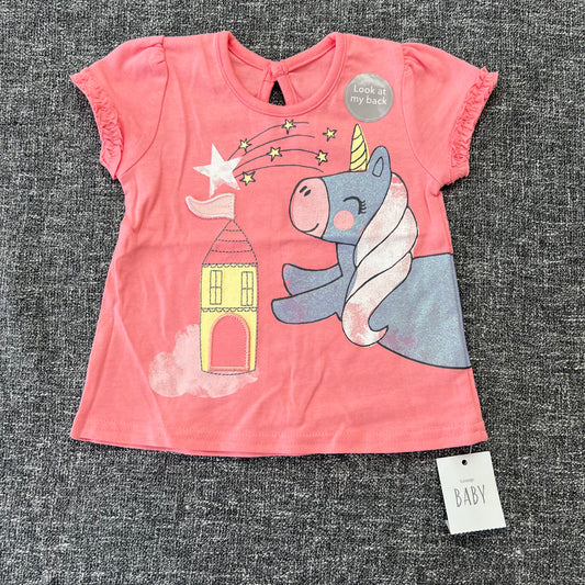 Girls 3-6 Month Pink Unicorn T-shirt NEW