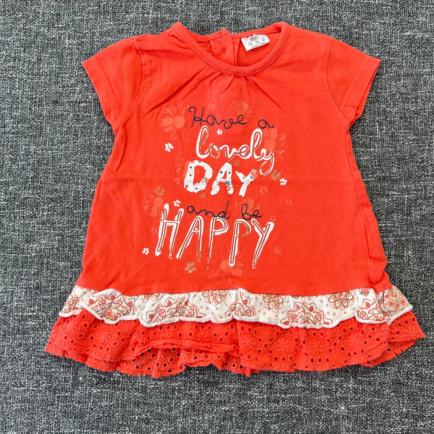 Girls 3-6 Month Orange "Have A Lovely Day And Be Happy" T-shirt