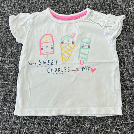 Girls 3-6 Month White "Your Sweet Cuddles Melt My Heart" Ice Cream T-Shirt