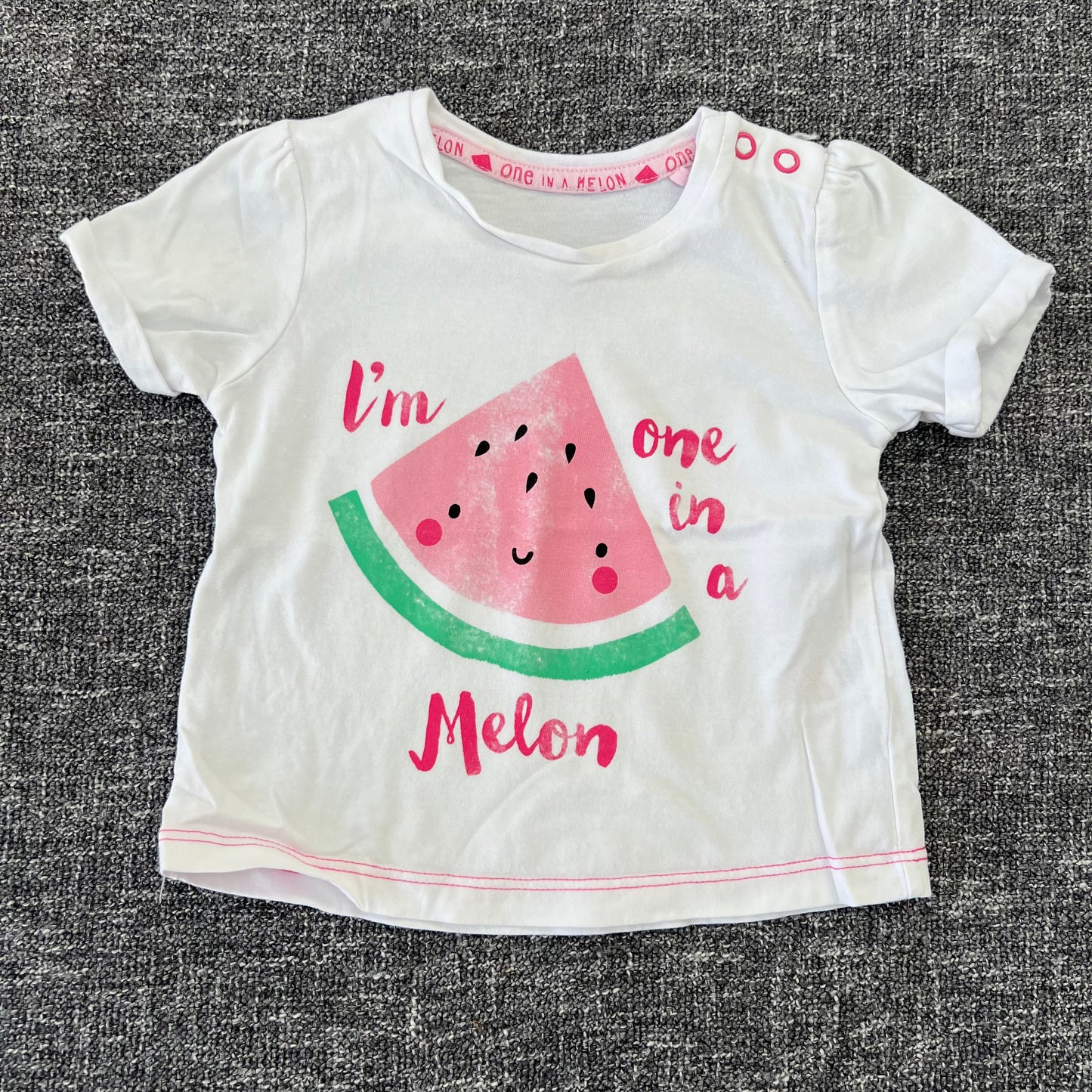 Girls 3-6 Month White "I'm One In A Melon" T-shirt