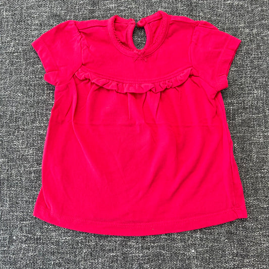 Girls 3-6 Month Dark Pink Plain T-shirt