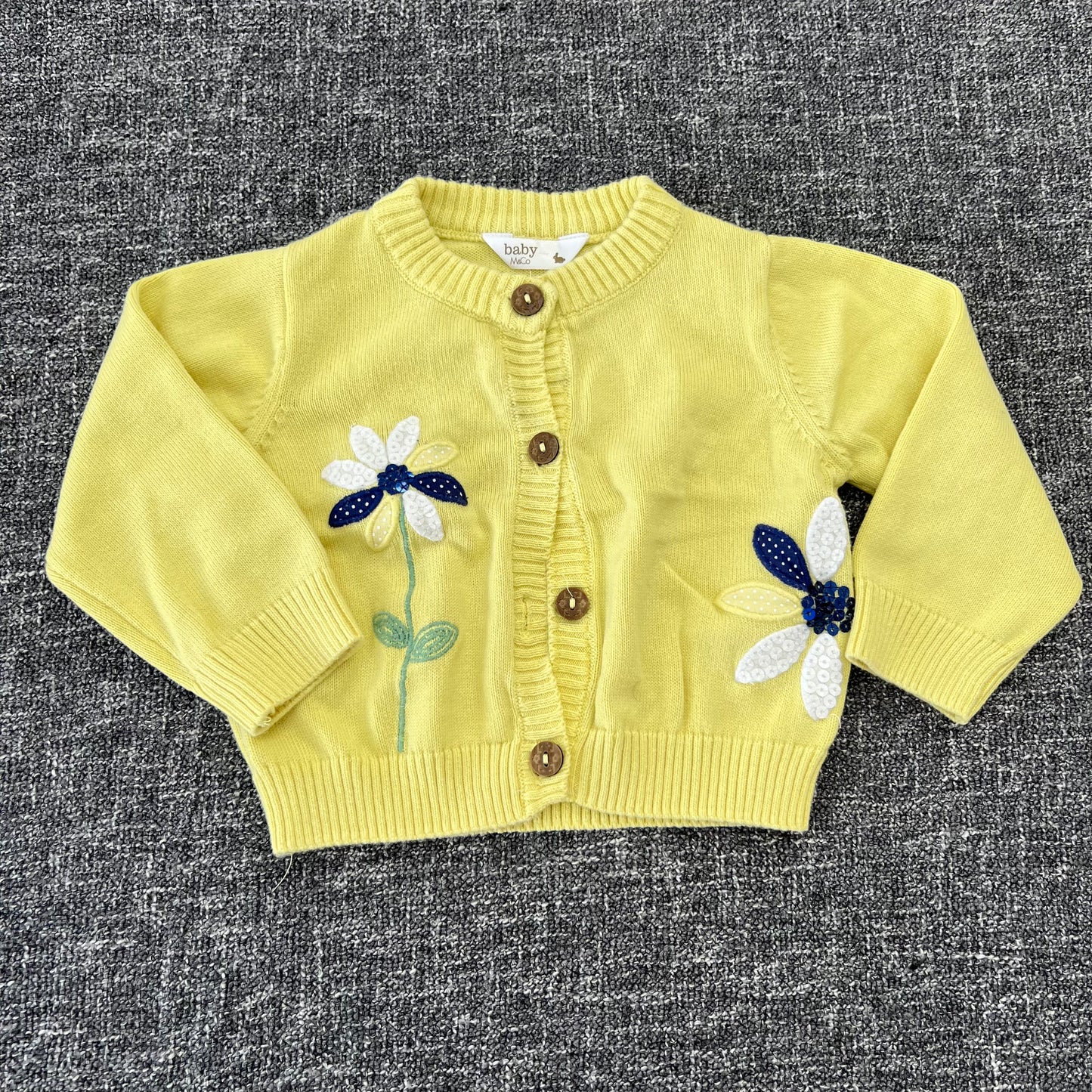 Girls 3-6 Month Yellow Summer Cardigan With Embroidered Flowers