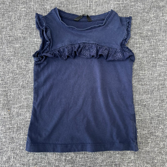 Girls 3-4 Plain Navy Blue  T-shirt