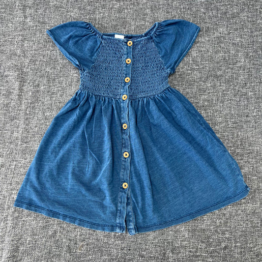 Girls 3-4 Year Blue Denim Style Summer Dress