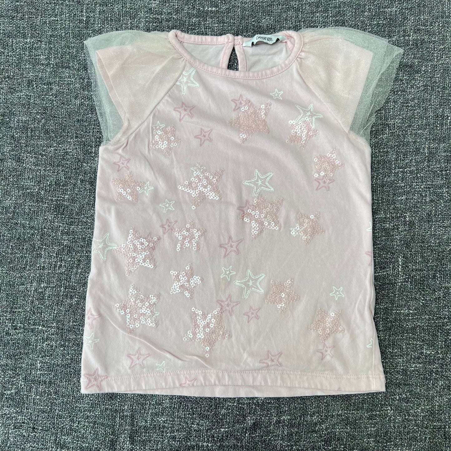 Girls 3-4 Year Pink Stars & Sequin T-shirt Top