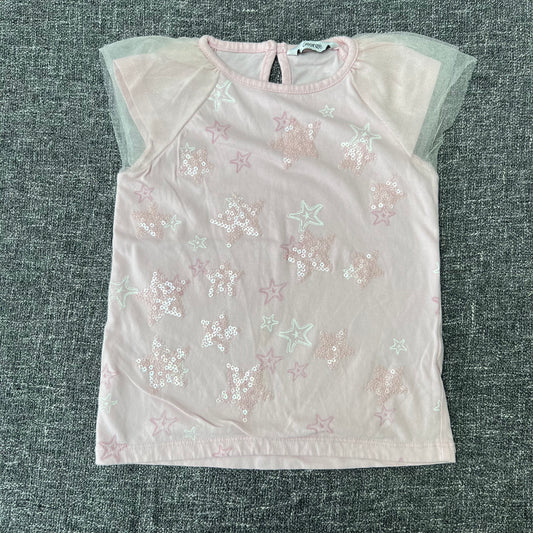 Girls 3-4 Year Pink Stars & Sequin T-shirt Top