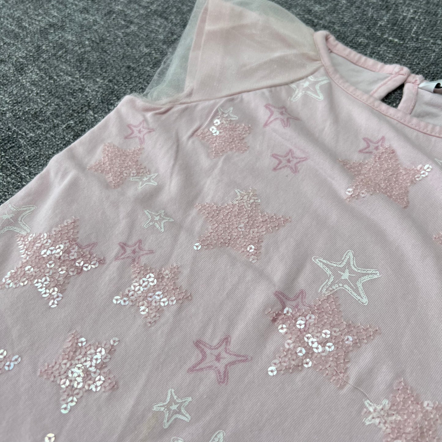 Girls 3-4 Year Pink Stars & Sequin T-shirt Top