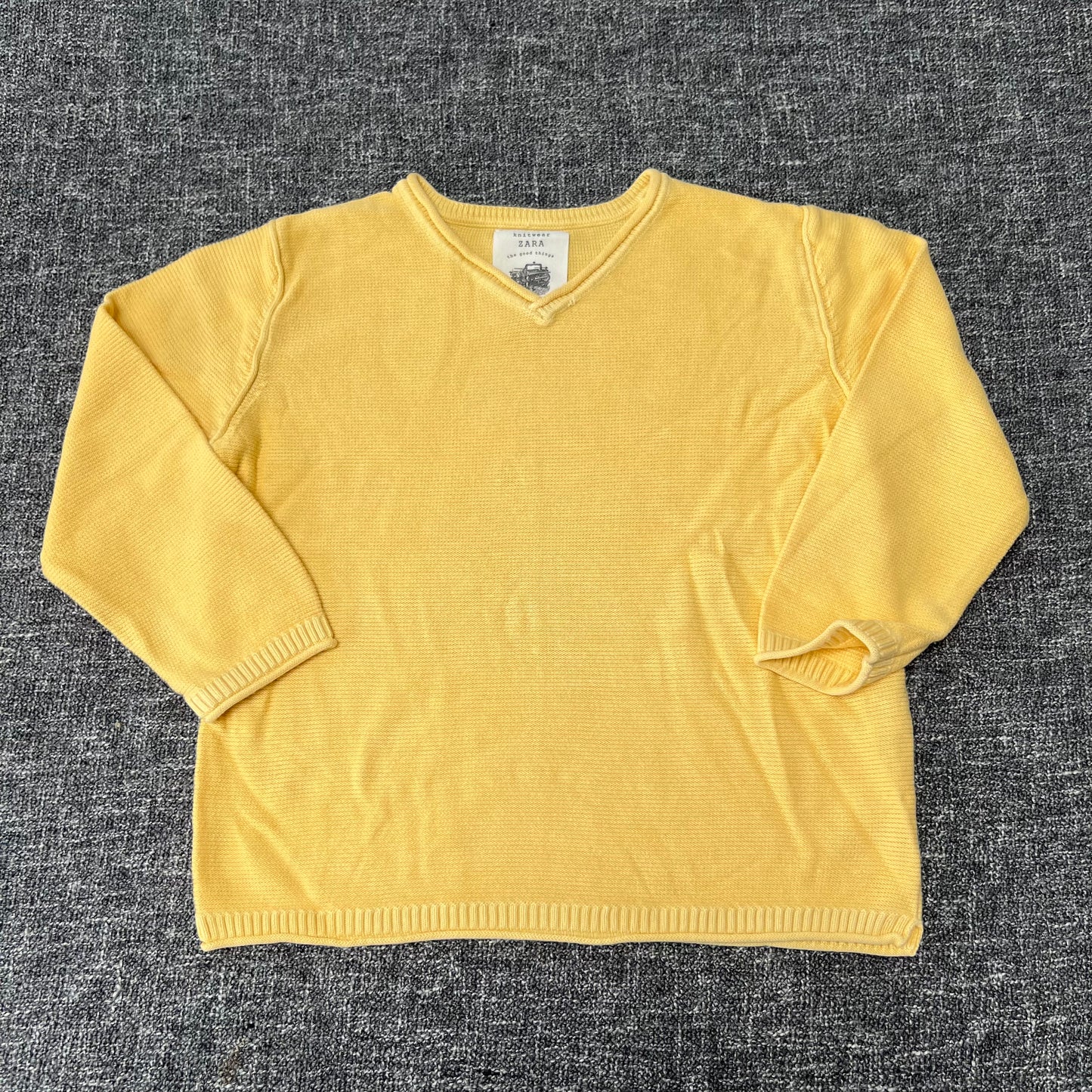 Boys 3-4 Year Plain Yellow Knitted Summer Jumper