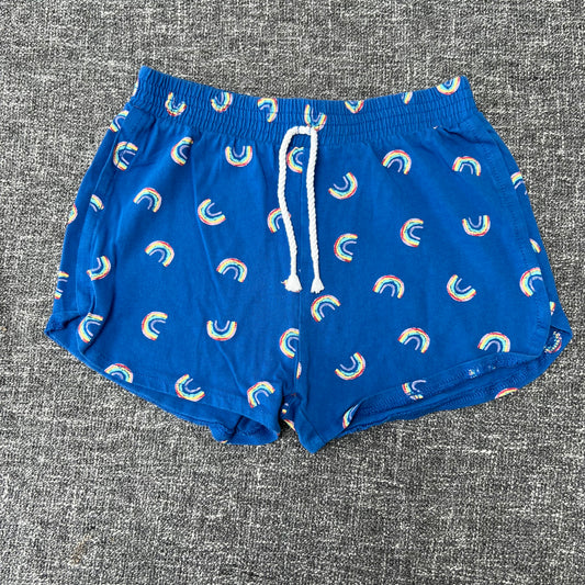 Girls 5-6 Year Blue Shorts With A Rainbow Print