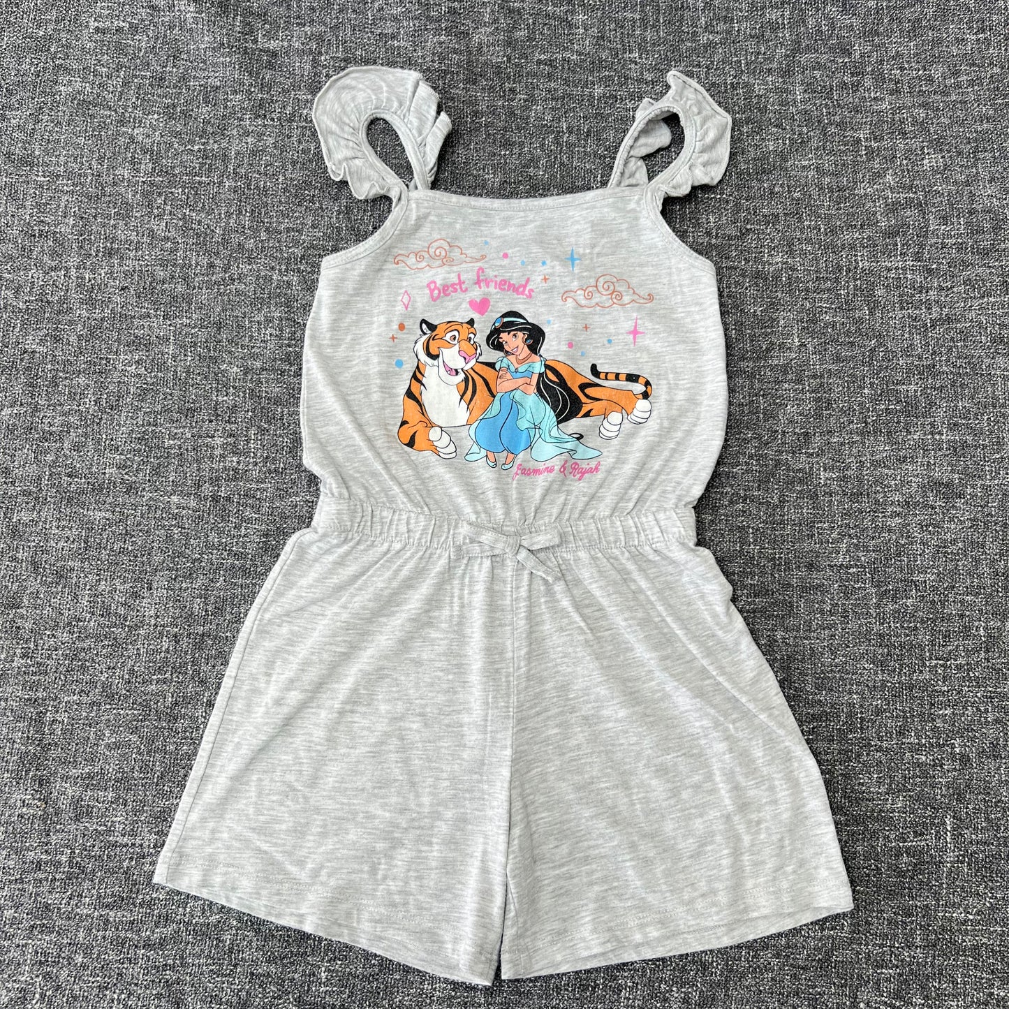 Girls 5-6 Year Grey Disney Aladdin "Best Friends Jasmin & Rajah Jumpsuit