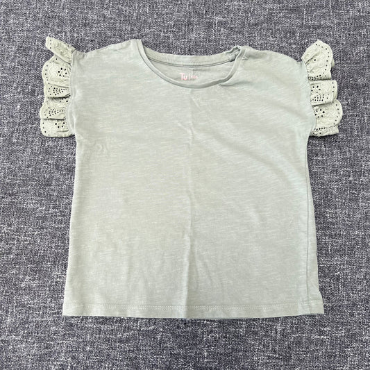 Girls 5-6 Year Plain Khaki Green T-shirt