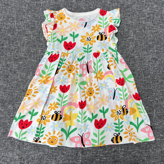 Girls 5-6 Year Flowers & Bees Summer Dress