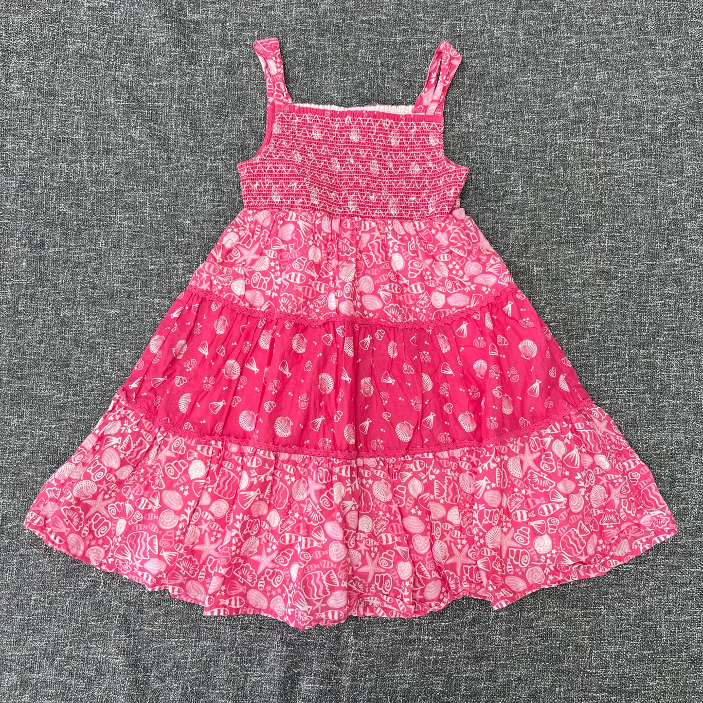 Girls 4-5 Year Pink & White Sea Shell Sun Dress