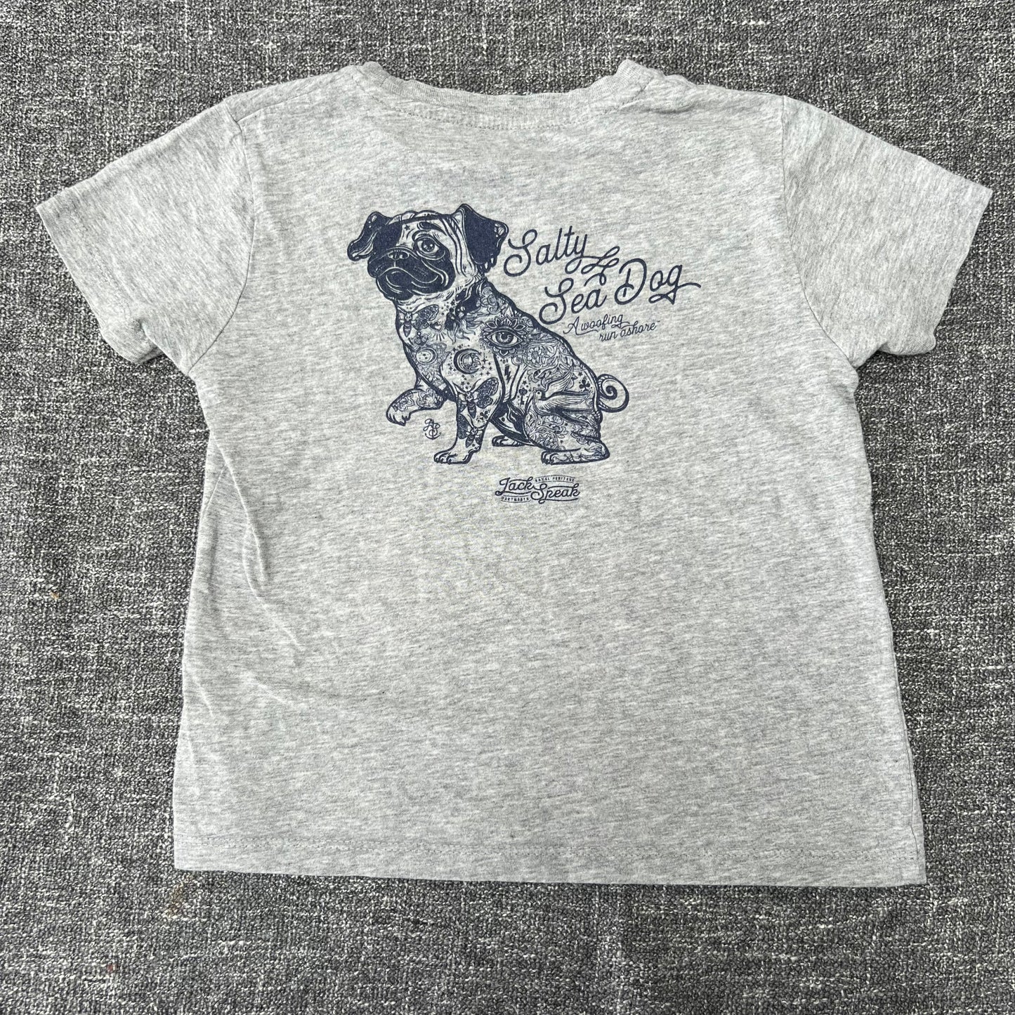 Boys 5-6 Year Grey Salty Sea Dog T-shirt