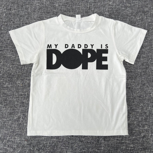 Boys 4-5 Year White "May Daddy Is Dope" T-shirt