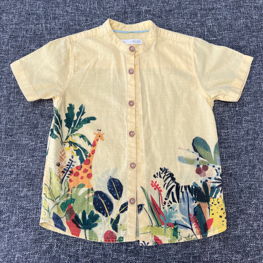 Boys 4-5 Year Yellow Jungle Print Short Sleeved Shirt