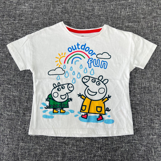 Girls 2-3 Year White 'Peppa Pig' "Outdoor Fun" T-shirt