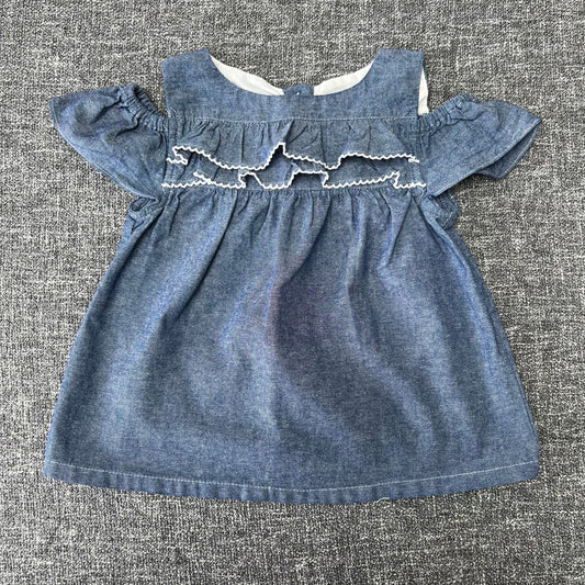 Girls 2-3 Year Blue Denim Style Short Sleeved Summer Top