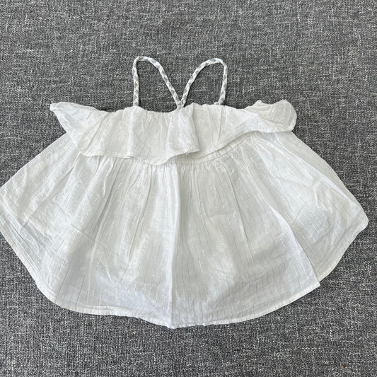 Girls 2-3 Year White With Sliver Stripes Sun Top