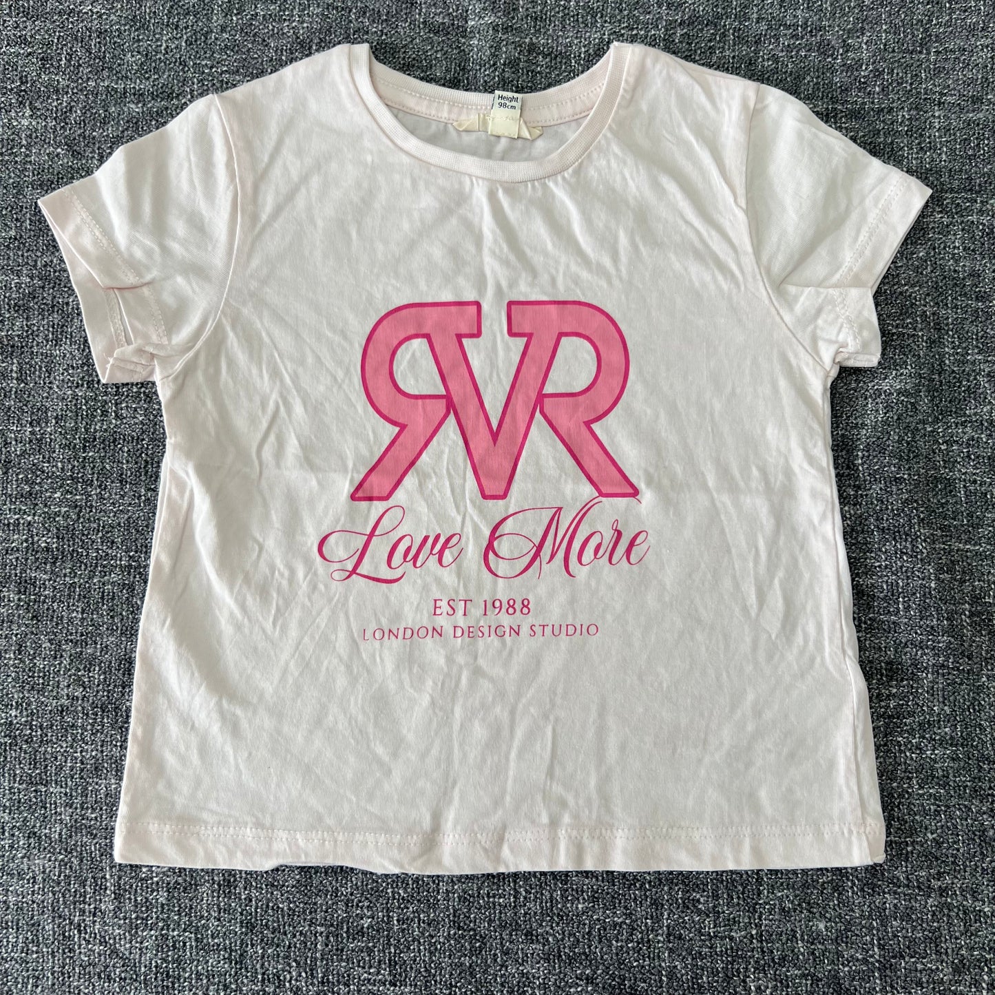 Girls 2-3 Year Pink "Love More Est 1988 London Design Studio" T-shirt