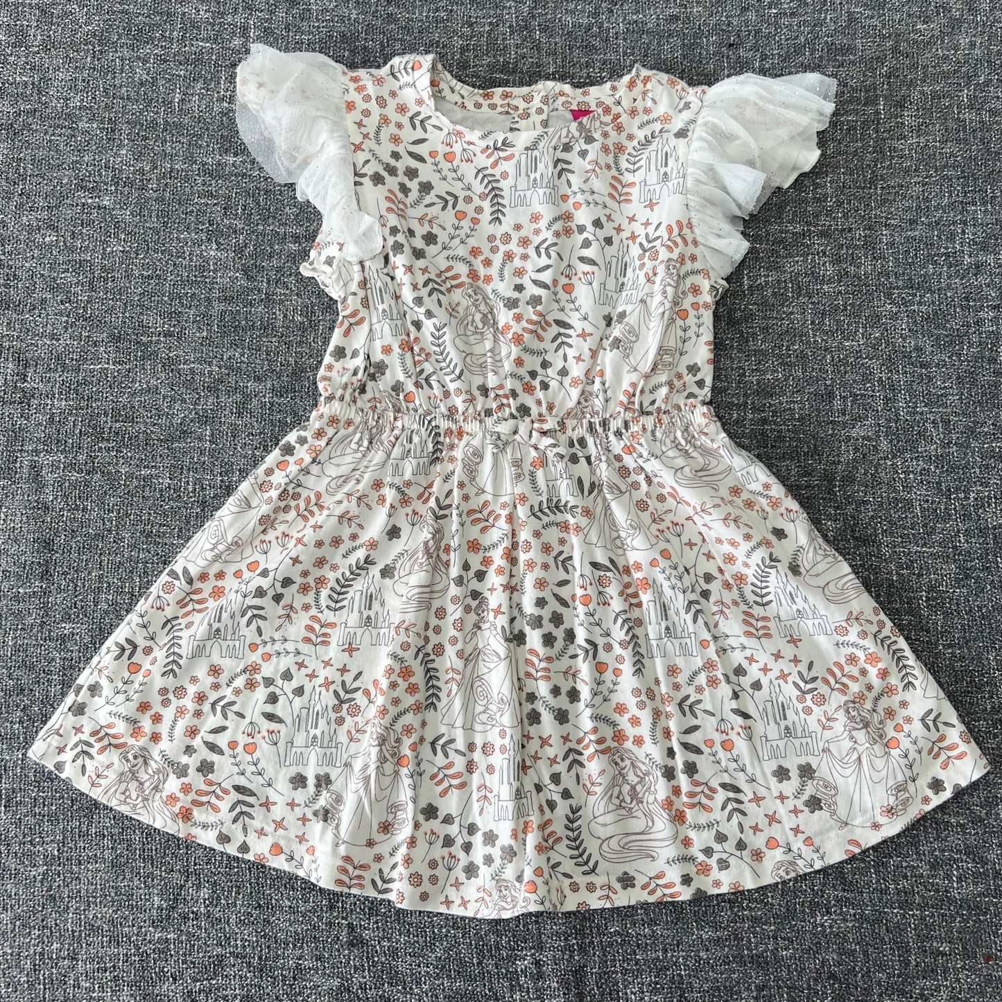 Girls 2-3 Year Beige Summer Dress With A Disney Princess Print