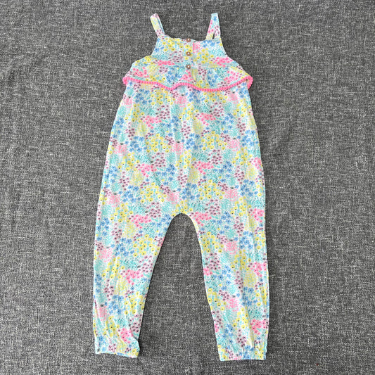 Girls 2-3 Year Bright Floral Patterned Summer Romper