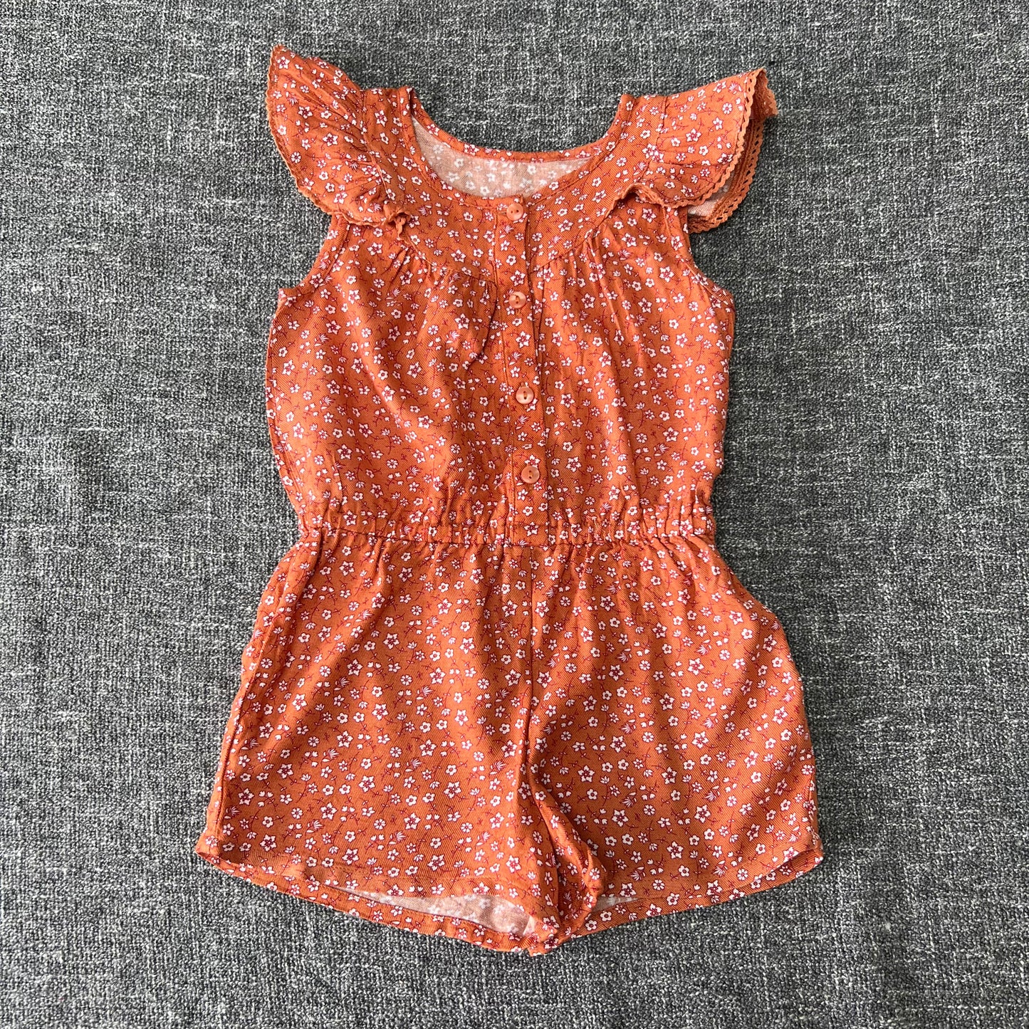 Girls 2-3 Year Orange Floral Summer Jumpsuit