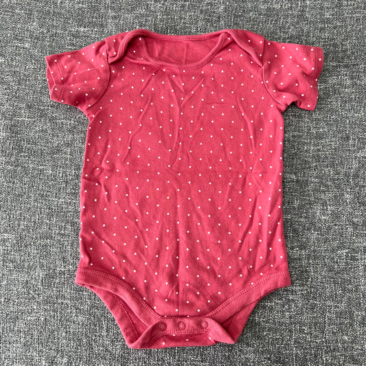 Girls 2-3 Year Light Burgundy Short Sleeved Bodysuit With White Polka Dots