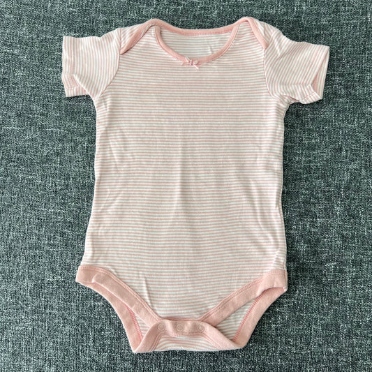 Girls 2-3 Year Pink & White Striped Short Sleeved Bodysuit