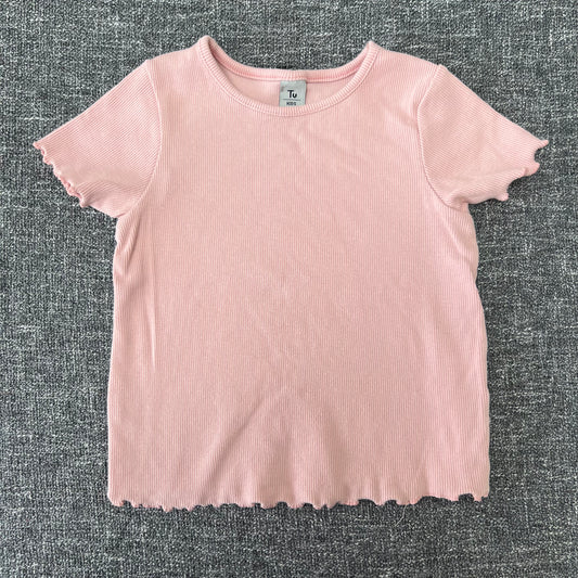 Girls 2-3 Year Plain Peach Ribbed T-shirt