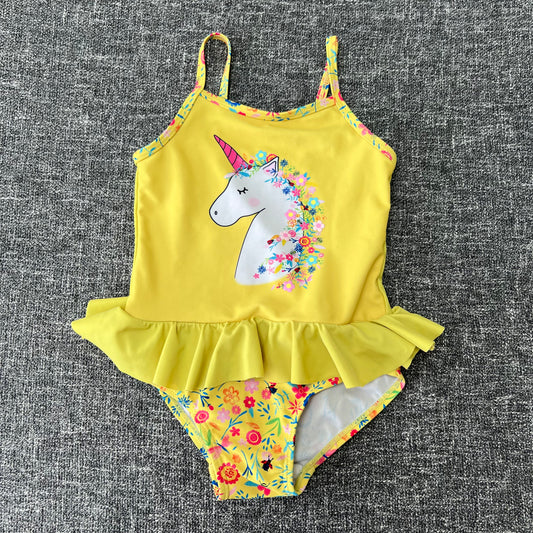 Girls 2-3 Year Yellow Unicorn Swimsuit