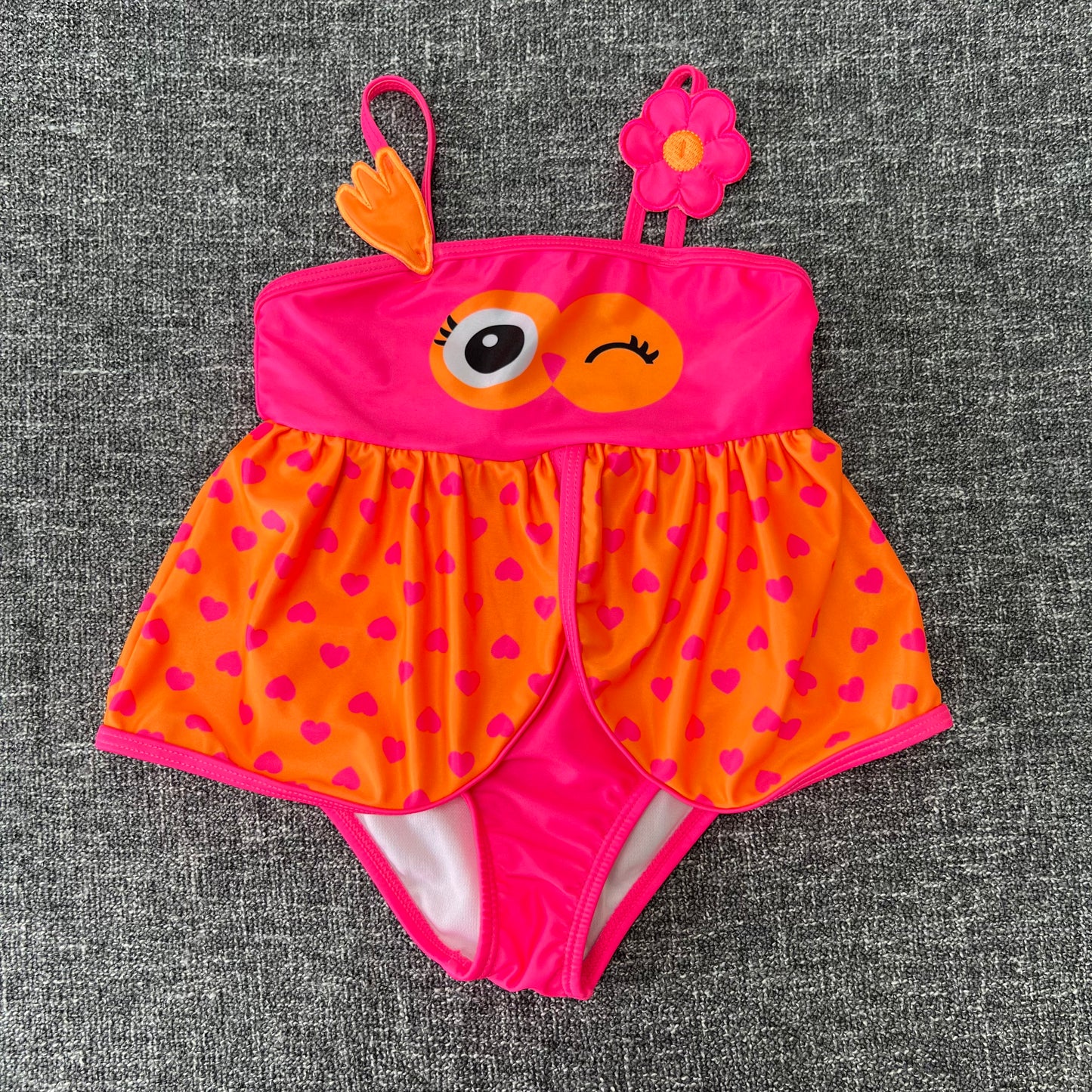 Girls 2-3 Year Pink & Orange Owl Swimsuit