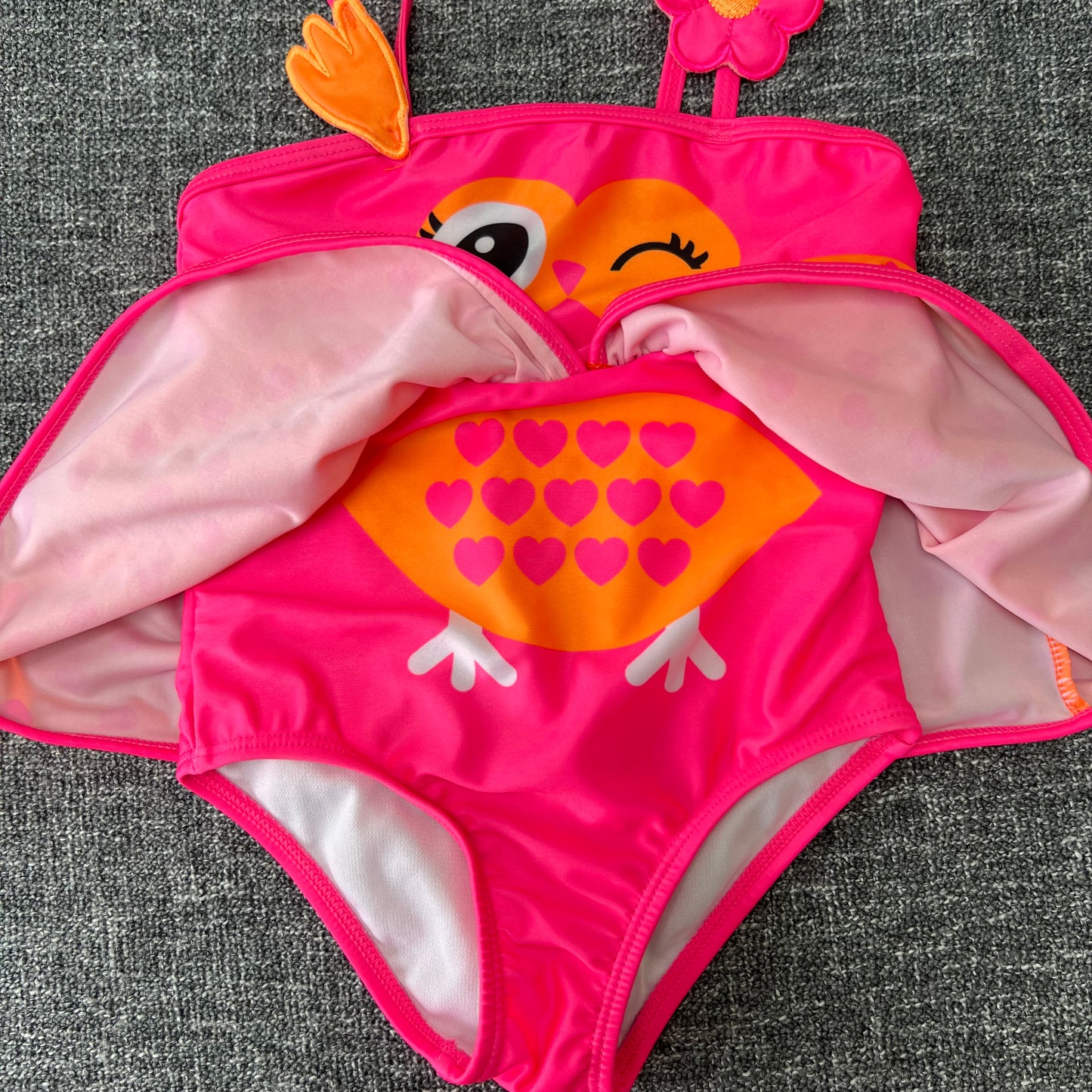 Girls 2-3 Year Pink & Orange Owl Swimsuit