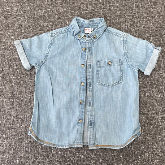 Boys 2-3 Year Blue Denim Style Short Sleeved Shirt