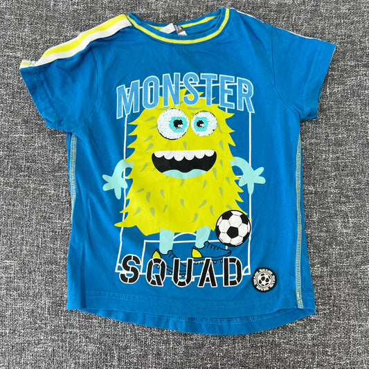 Boys 2-3 Year Blue "Monster" T-shirt With Sequinned Eyes